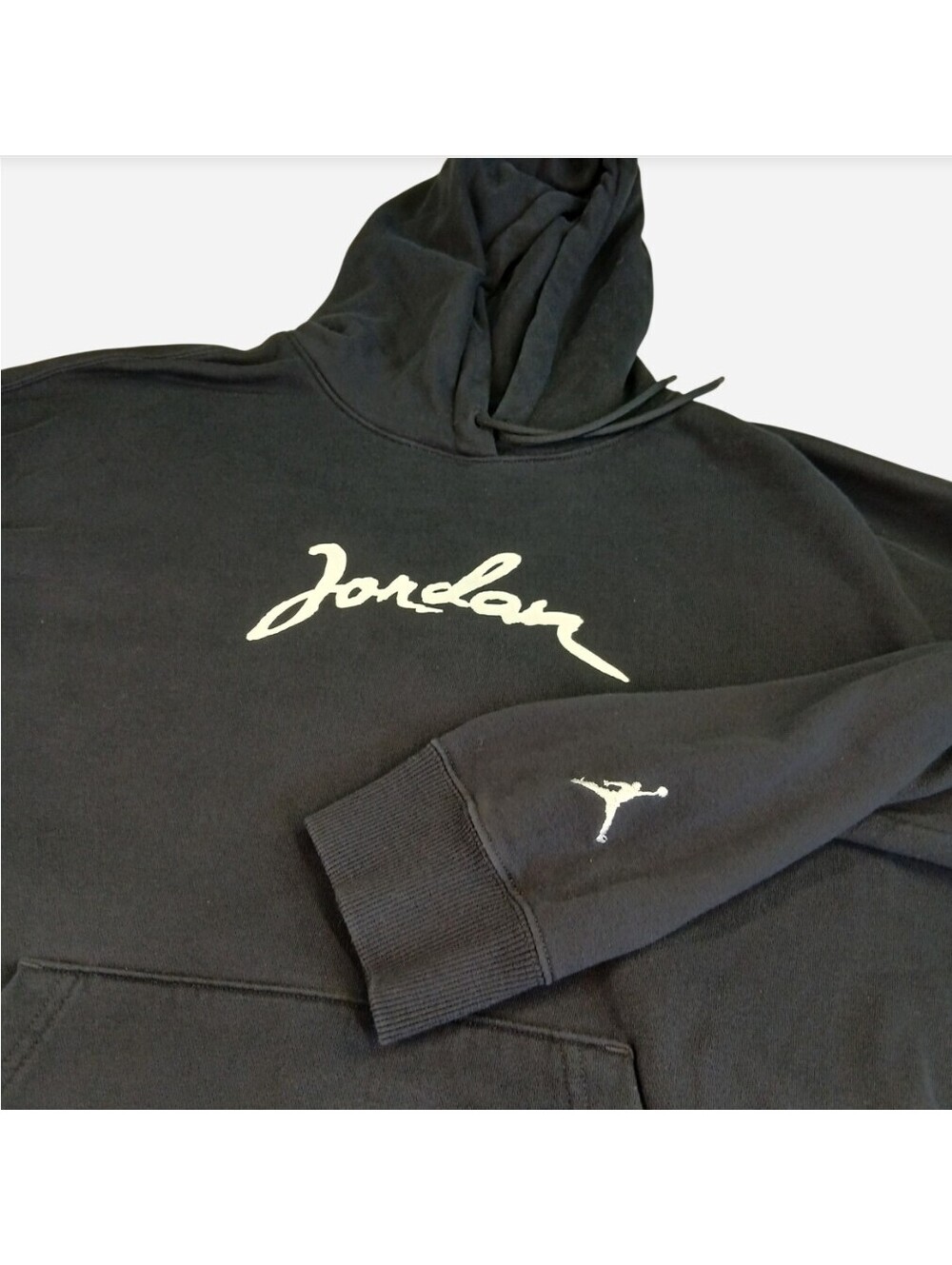 Jordan MVP Men's Pullover Hoodie Black Cursive Script Logo Fleece Sweatshirt XXL